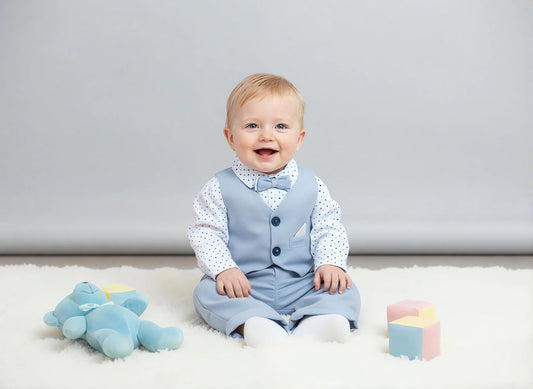 Boys Blue Waistcoat, Trousers & Hat Set