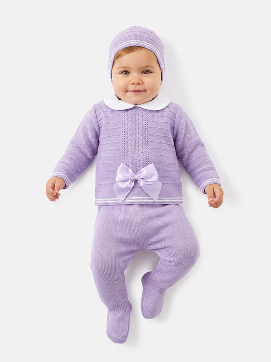 Baby Girl Violeta 3 piece Lilac Knitted Set