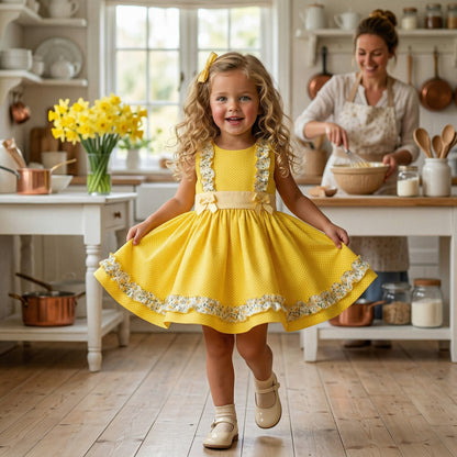 Sonata Girls Yellow Polka Dot Dress SS26 - (Made To Order)