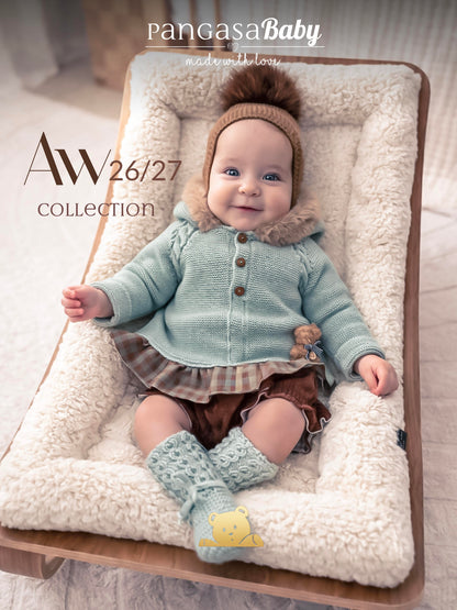Pangasa Baby Girls Vichy Mint Knitted Jacket & Jam Pant Set  ~ AW26 Preorder