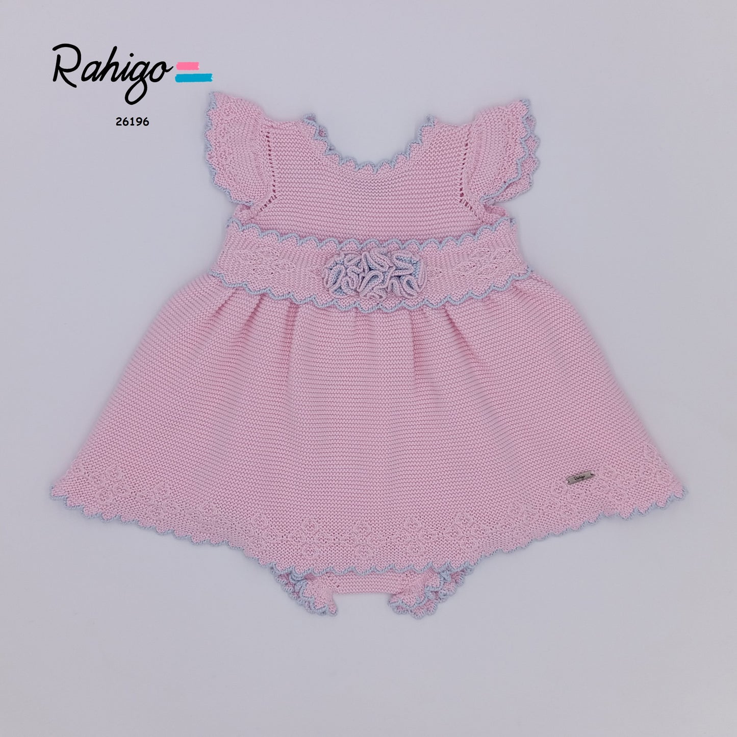 Rahigo Girls Baby Pink & Pale Blue Dress & Knickers - SS26 In Stock