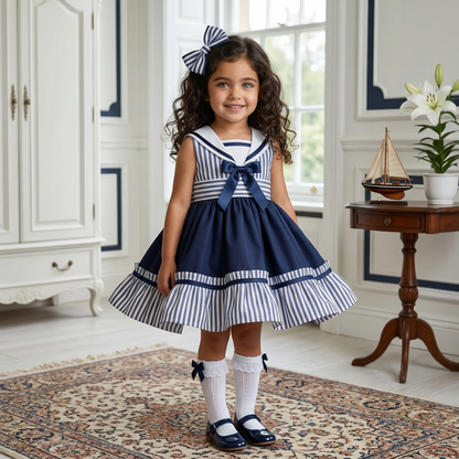 Sonata Girls Navy Sailor Dress SS26 - (Made To Order)