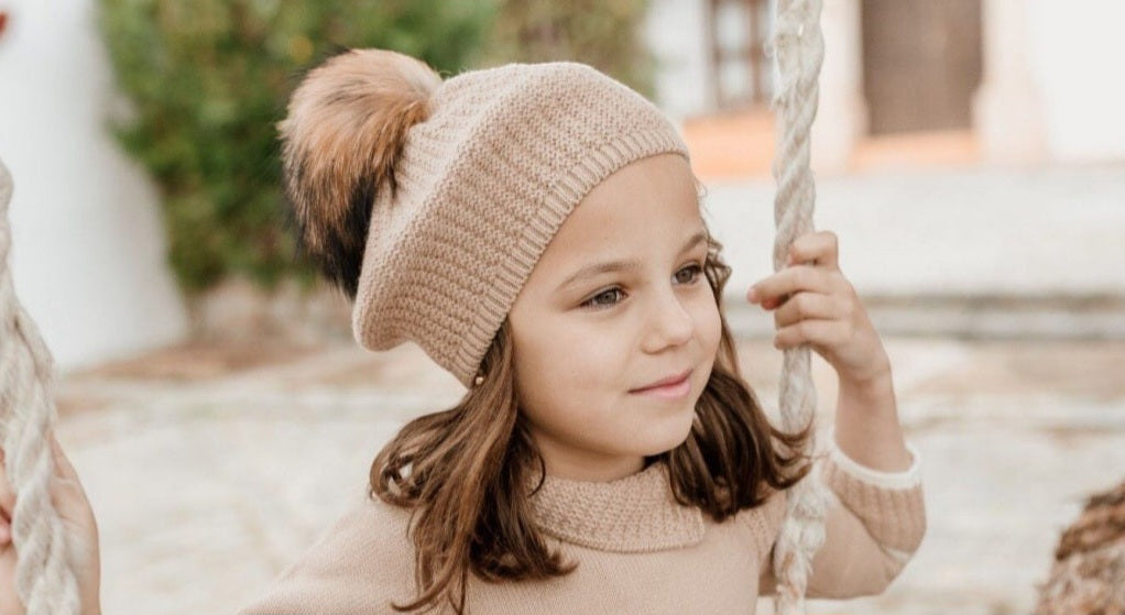 Rahigo Girls Camel Knitted Dress, Socks & Pom Beret 4years