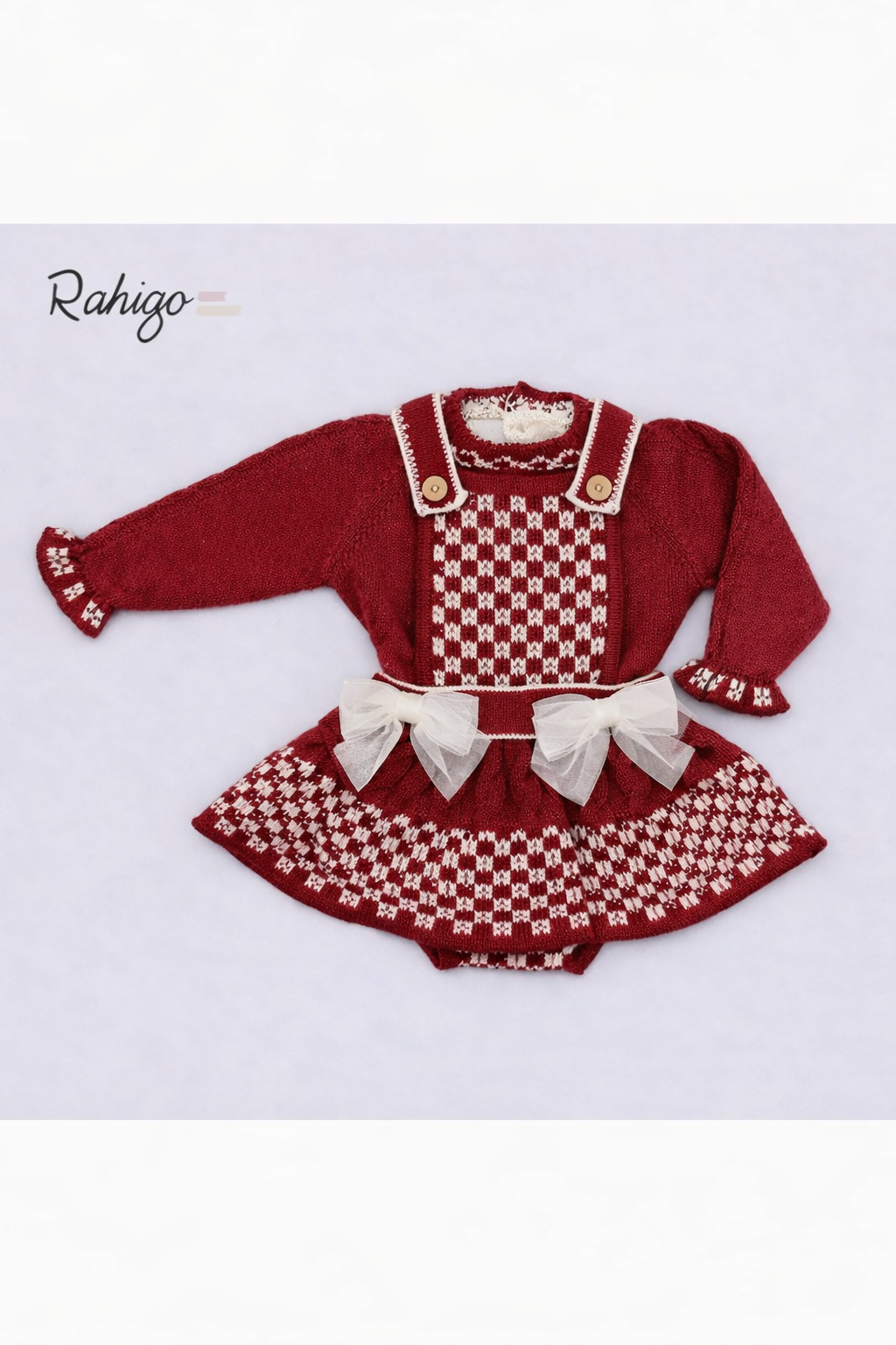 Rahigo Baby Girls Burgundy Red & Cream Jumper & Pinafore Set - AW26 (Preorder)