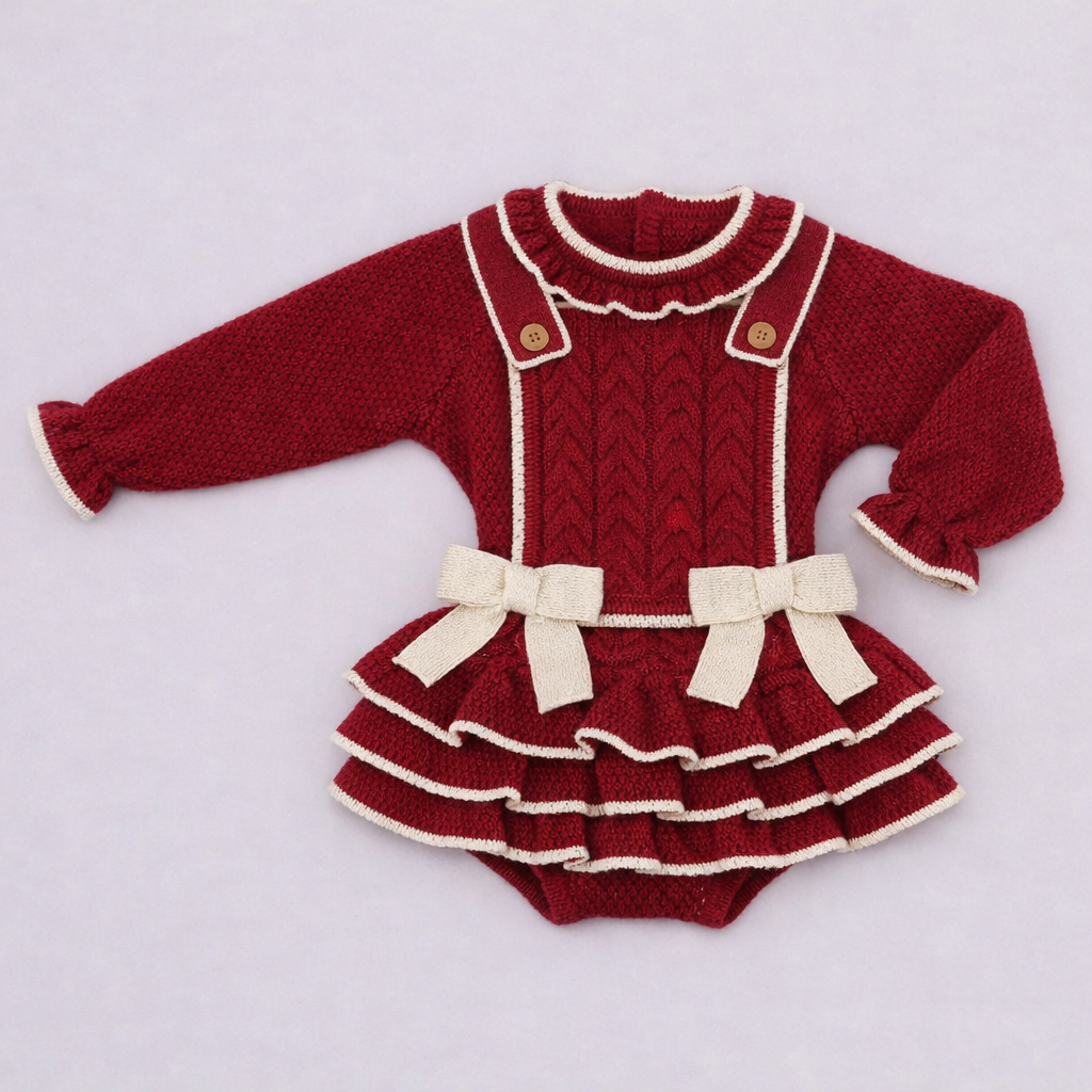Rahigo Girls Burgundy Red & Cream Romper & Jumper Set - AW26 (Preorder)