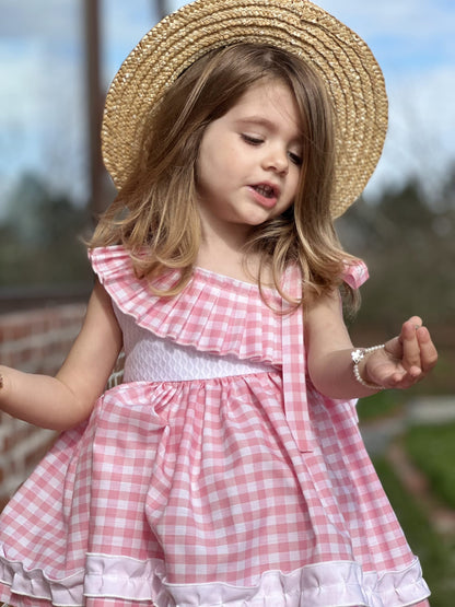 Sonata Pink & White Gingham Dress - (Made To Order)