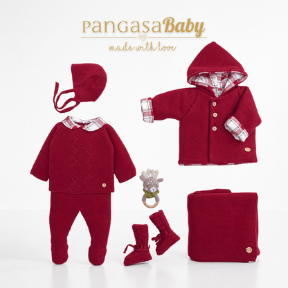 Pangasa Baby Boys Cherry Red 3 Piece Knitted Set  ~ AW26 Preorder
