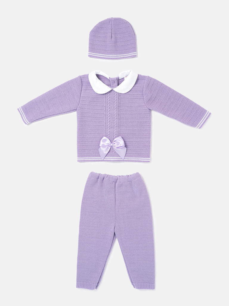 Baby Girl Violeta 3 piece Lilac Knitted Set