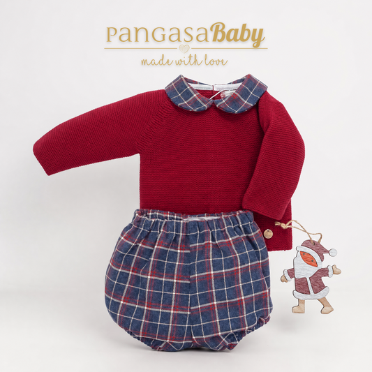 Pangasa Baby Boys Garnet Knitted Jumper & Checked Jam Pant Set ~ AW26 Preorder