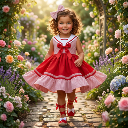 Sonata Girls Red Sailor Dress SS26 - (Made To Order)