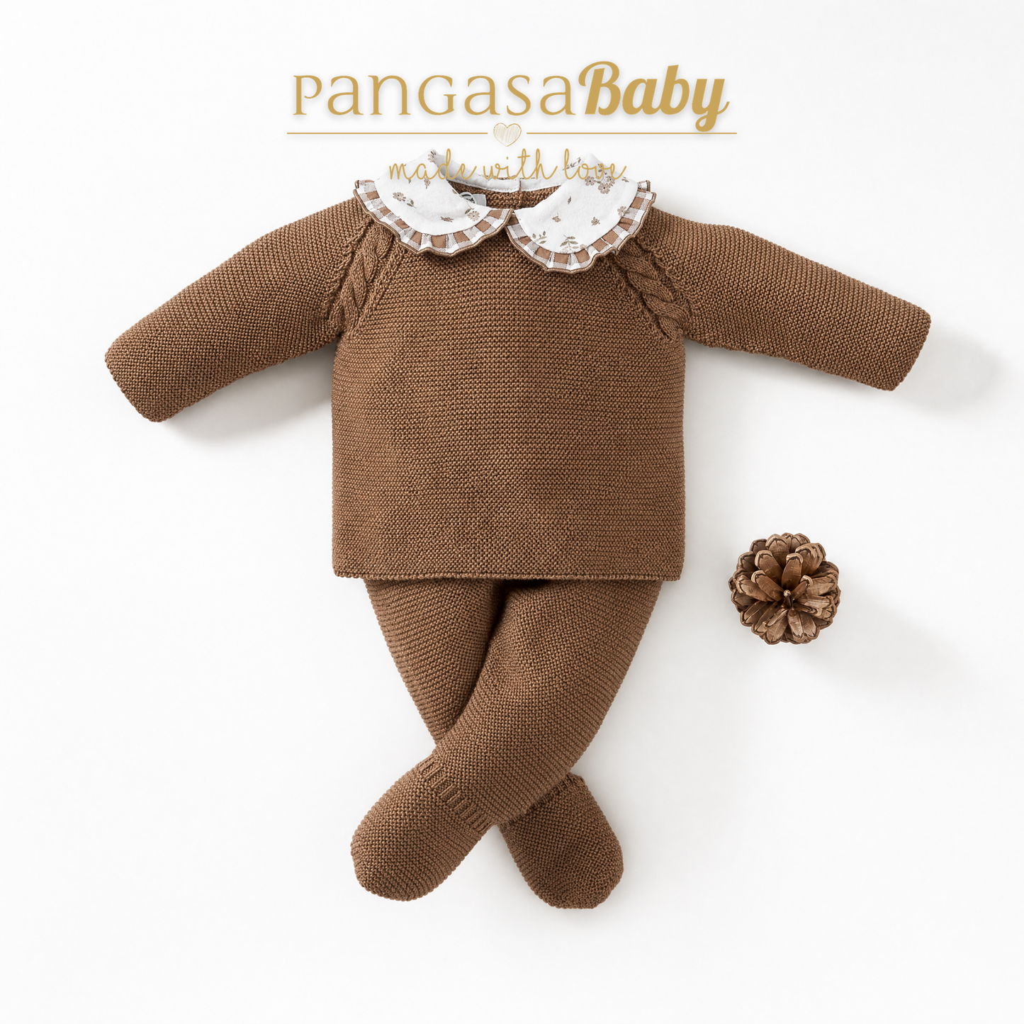 Pangasa Baby Girls Chocolate 3 Piece Knitted Set  ~ AW26 Preorder