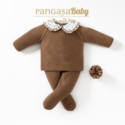 Pangasa Baby Girls Chocolate 3 Piece Knitted Set  ~ AW26 Preorder