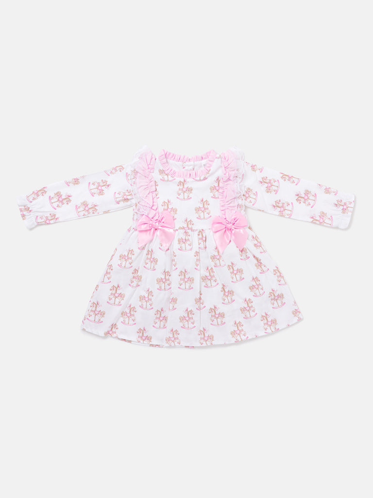 Babygirls Pink Rocking Horse Dress