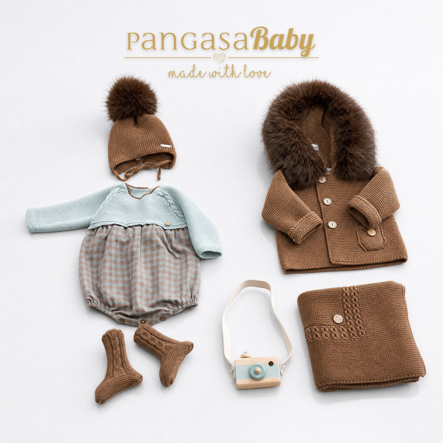 Pangasa Baby Vichy Mint Halfknit Romper ~ AW26 Preorder