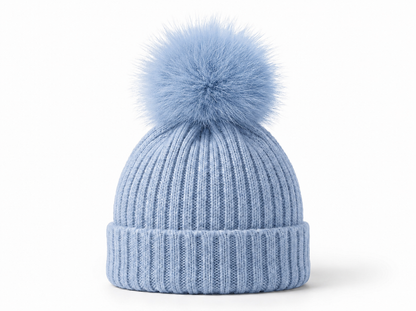 Pangasa Baby Camel Natural Pom Ribbed Hat - Preorder