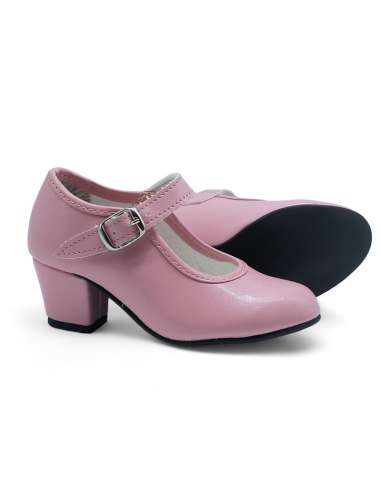 Pink Mary Jane Girls Leather Heel Shoes (Preorder)