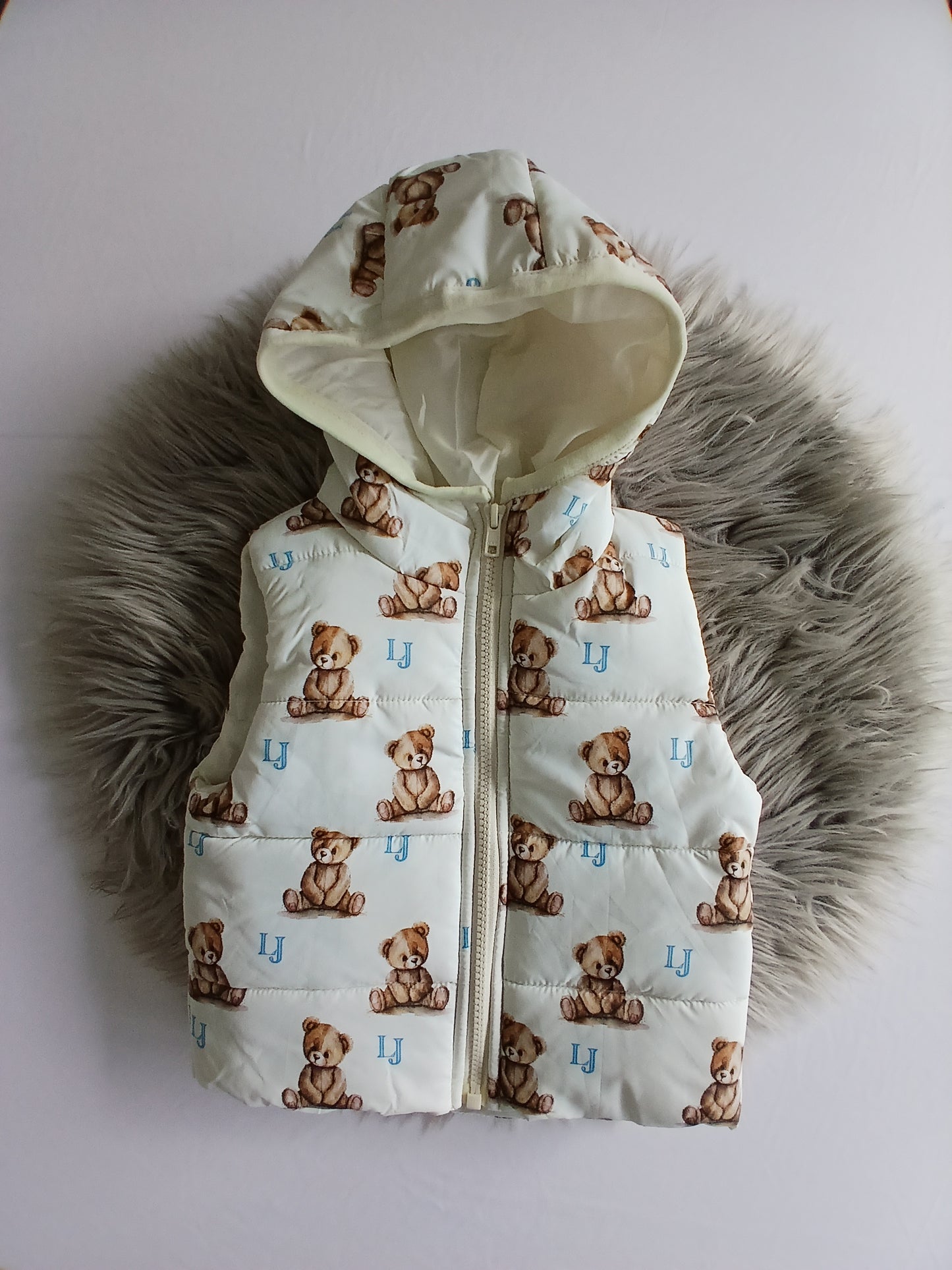 Boys Teddy Bear Cream Gilet Coat