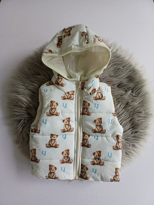 Boys Teddy Bear Cream Gilet Coat