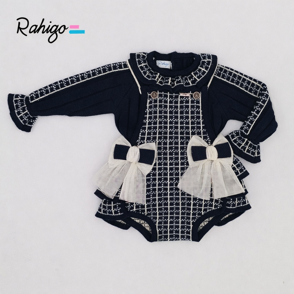 Rahigo Baby Girls Navy & Cream Romper & Jumper Set - AW26 (Preorder)