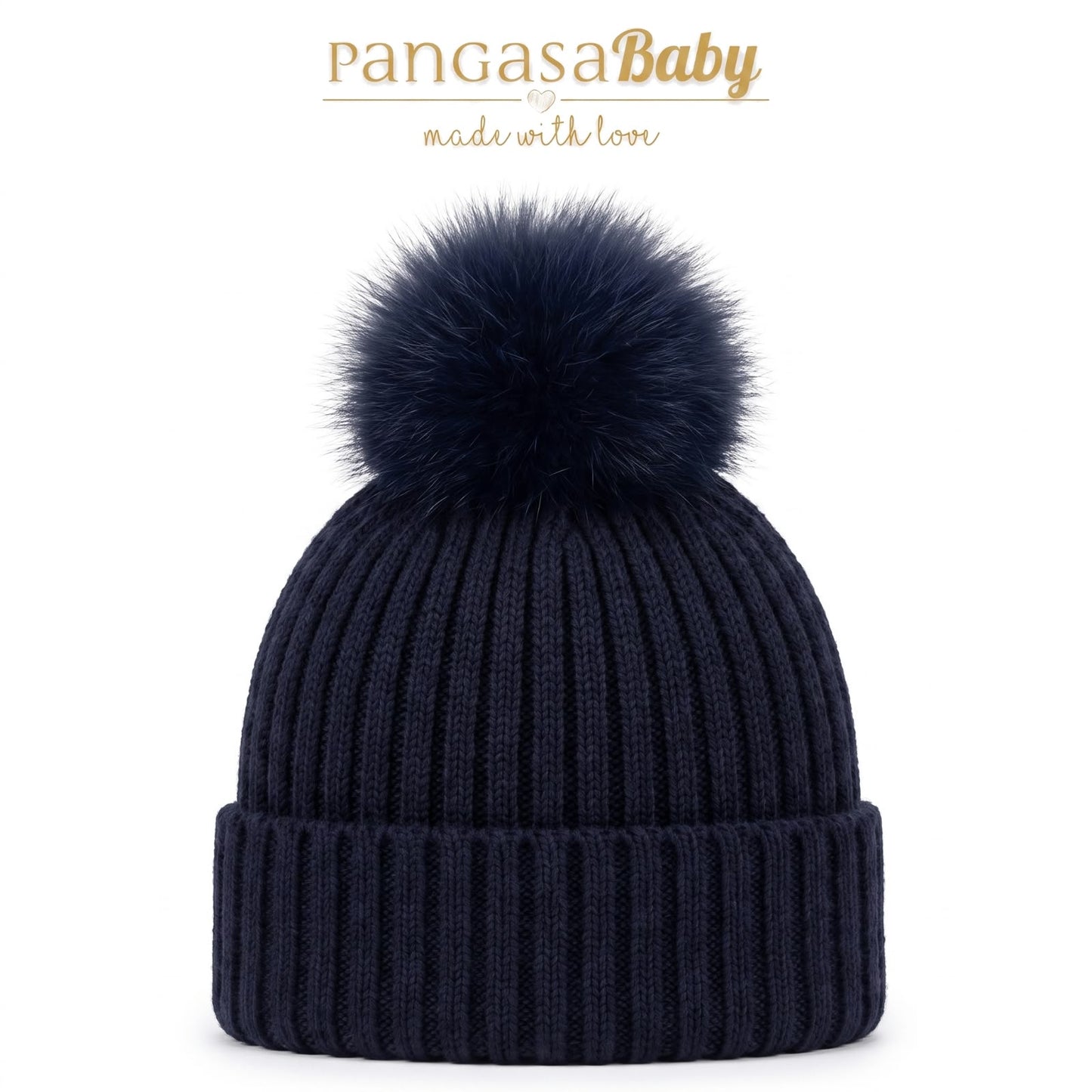 Pangasa Baby Camel Natural Pom Ribbed Hat - Preorder