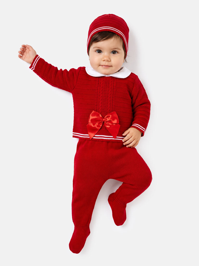Baby Girl Violeta 3 piece Red Knitted Set