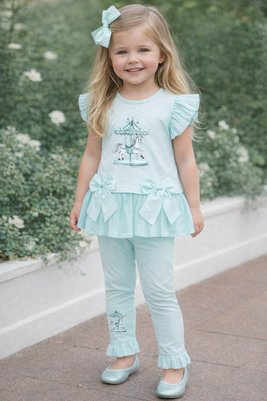 Mint Horse & Carousel Top & Legging Set