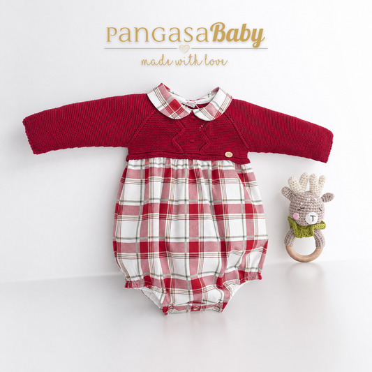 Pangasa Baby Cherry Red Halfknit Romper ~ AW26 Preorder
