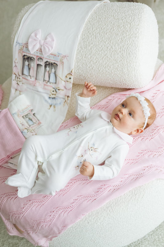 Baby Girls Lucerta Ballerina Bunny Babygrow & Swaddle Set