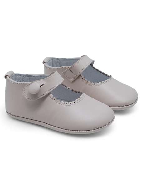 Baby Mary Jane Leather Shoes with Buttons