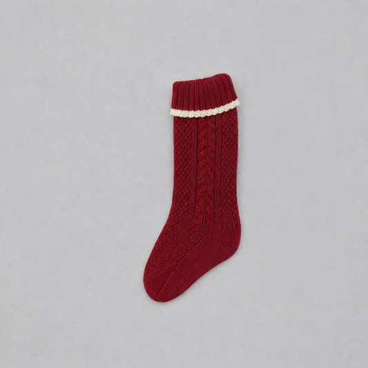 Rahigo Baby Girls Burgundy Red & Cream Socks - AW26 (Preorder)
