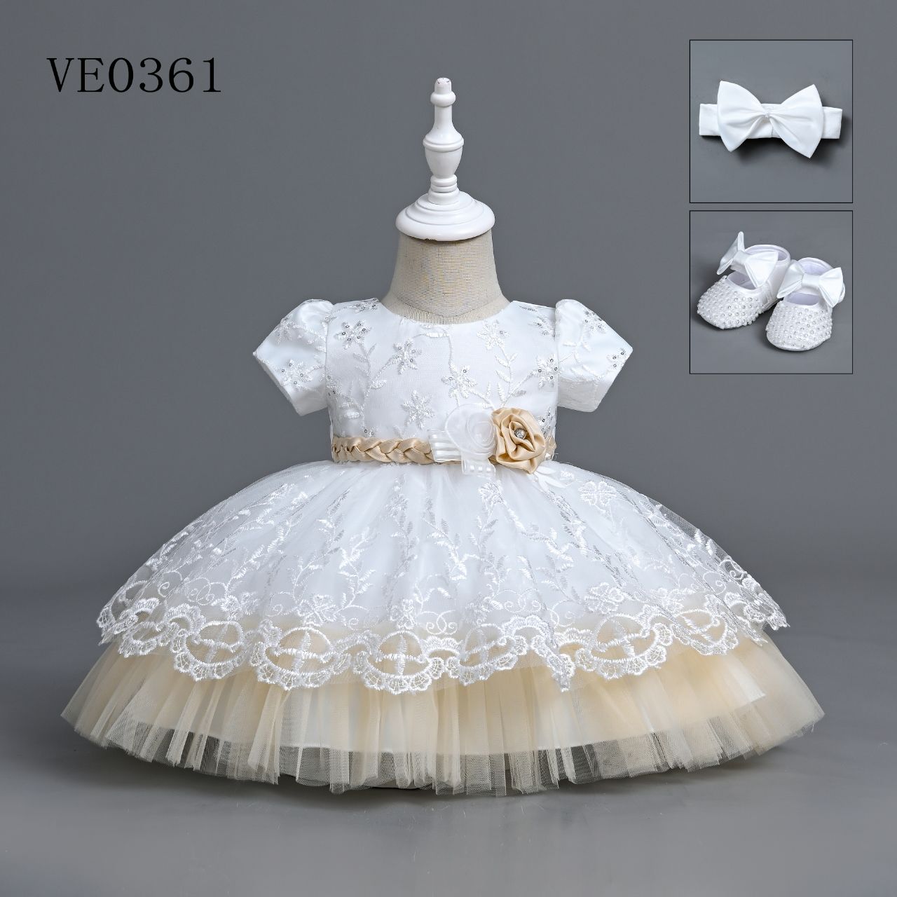 Baby Girls Dress, Shoes & Headband Set