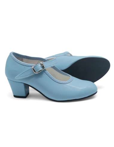 Baby Blue Mary Jane Girls Leather Heel Shoes (Preorder)