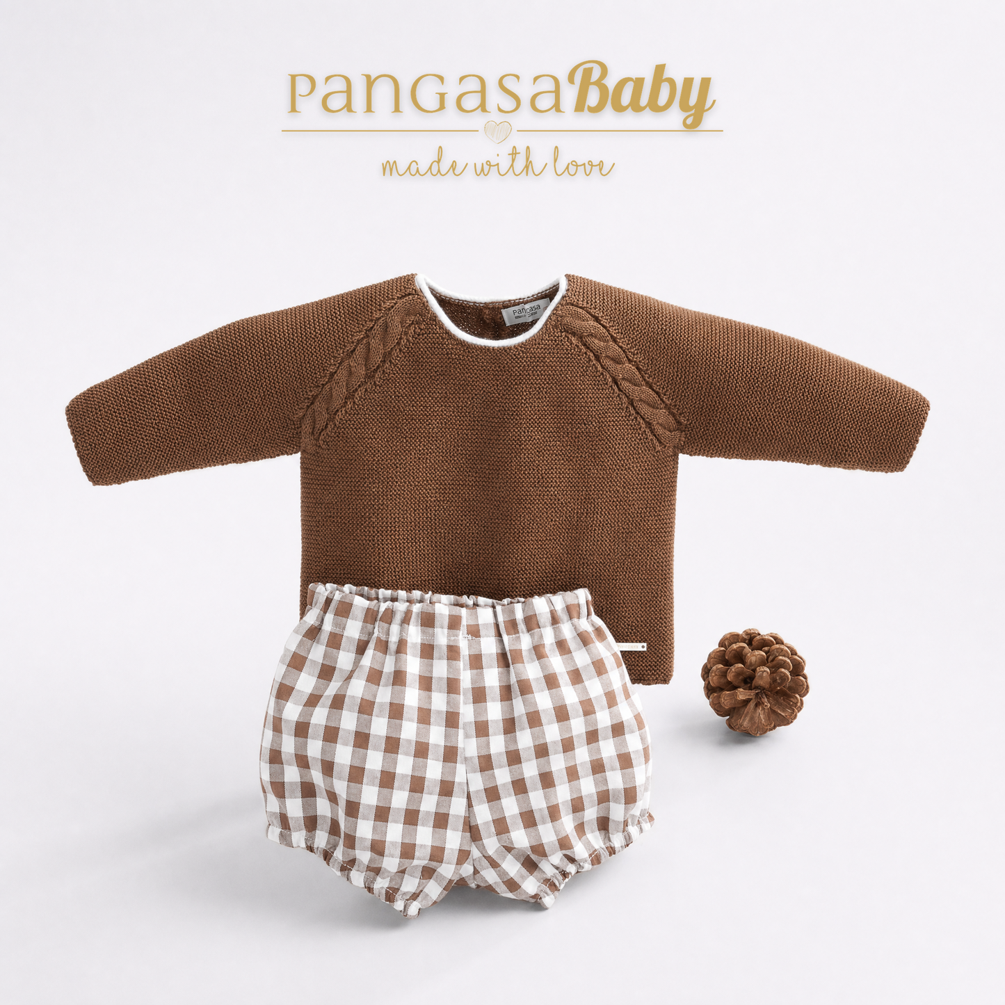 Pangasa Baby Boys Chocolate Knitted Jumper & Jam Pant Set  ~ AW26 Preorder