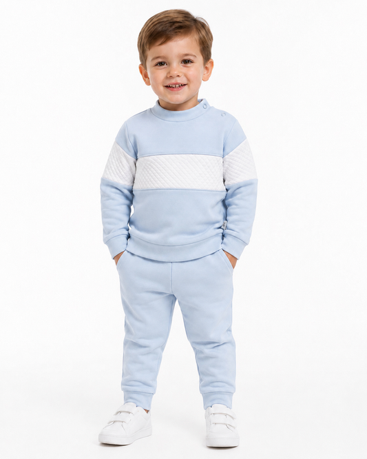 Boys Baby Blue & White 2 piece Tracksuit Set (Preorder)