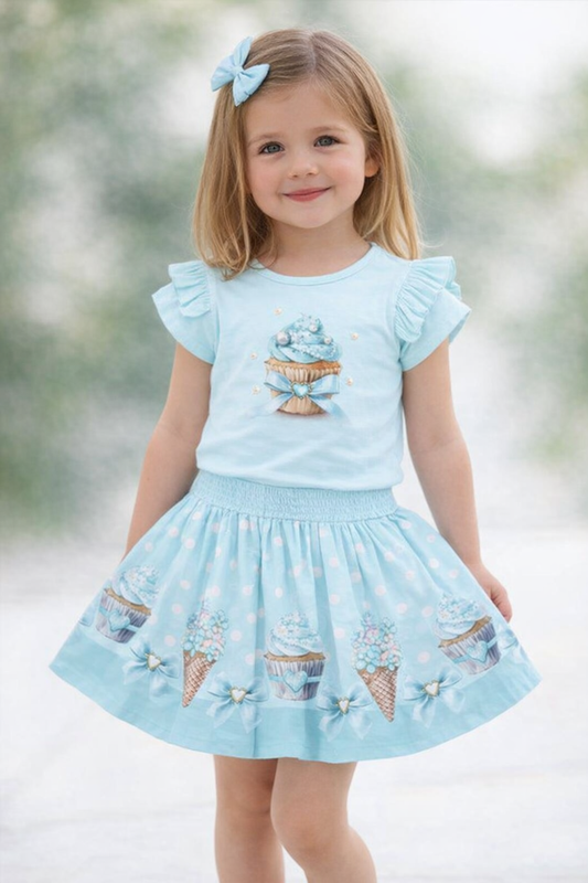Mint Cupcake & Ice Cream Top & Skirt Set
