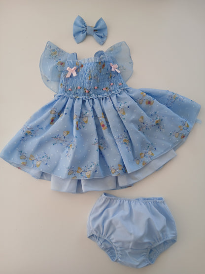 Blue Blossoms Sonata Handmade Dress - (Made to order)