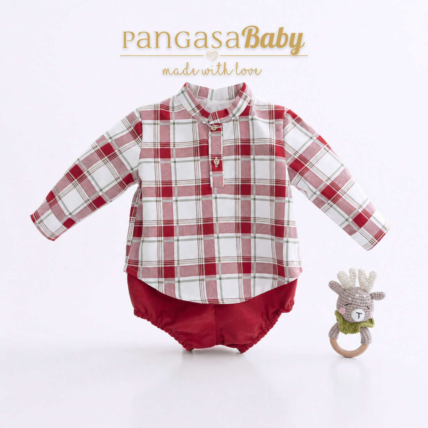 Pangasa Baby Boys Cherry Red Shirt & Jam Pant Set  ~ AW26 Preorder