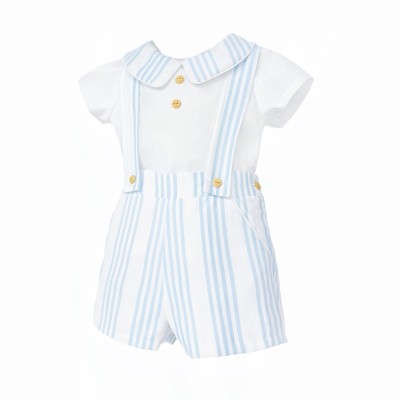 Baby Boys Blue & White Stripe Shirt & Shorts Set