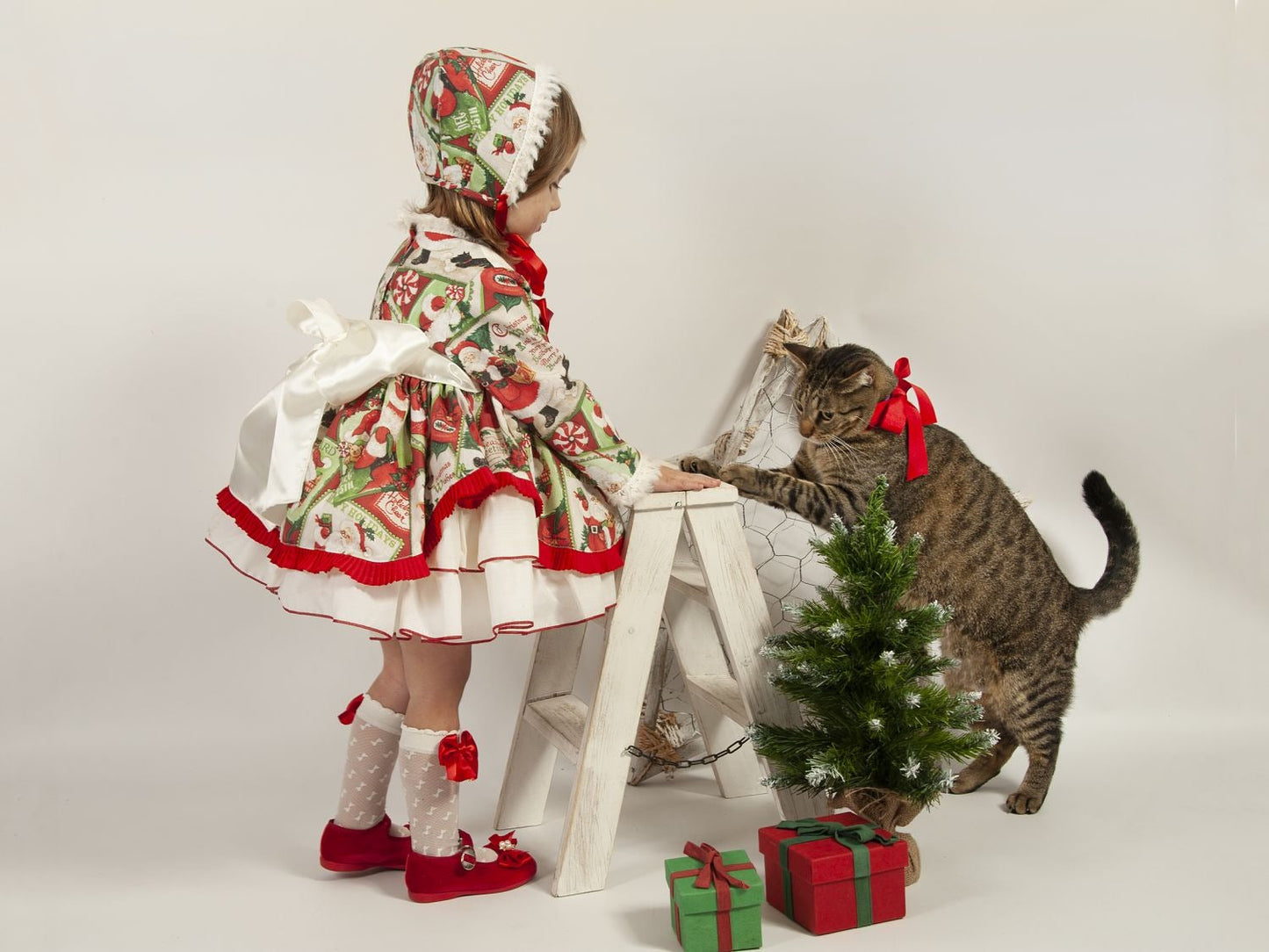 Sonata Christmas Puffball Dress & Hair Bow (Made To Order)