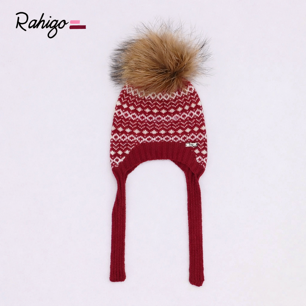 Rahigo Baby Boys Burgundy Red & Cream Romper, Pom String Hat & Socks - AW26 (Preorder)