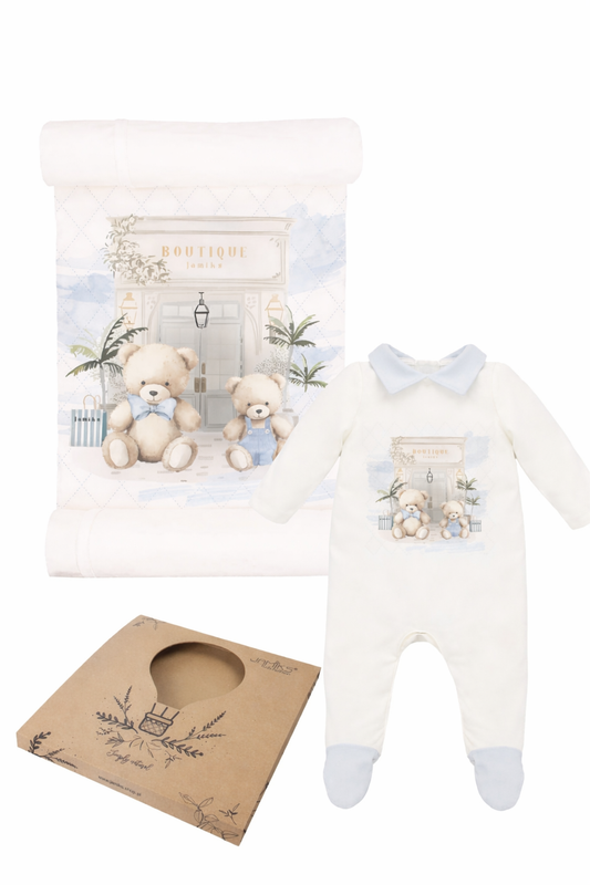 Baby Boys Bubuva Teddybear Babygrow & Swaddle Set