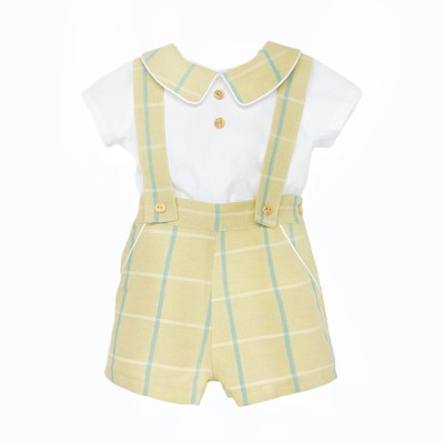 Baby Boys Beige & White Stripe Shirt & Shorts Set