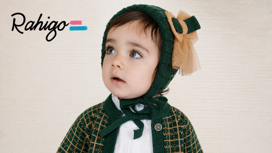 Rahigo Baby Girls Bottle Green & Camel Bonnet - AW26 (Preorder)