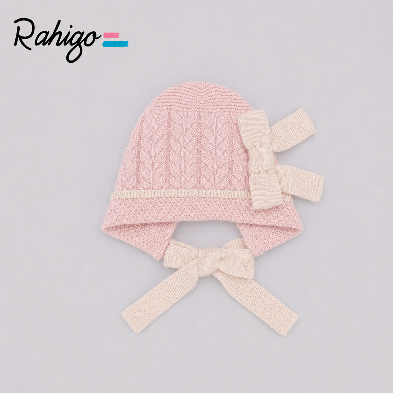 Rahigo Girls Baby Pink & Cream Bonnet - AW26 (Preorder)
