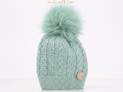 Pangasa Baby Navy Cable Knitted Natural Fur Hats - Preorder