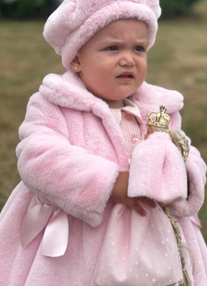 Pink Soft Fur Girls Handmade Sonata Coat AW (Made To Order)