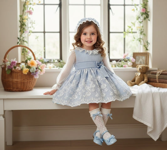 Sonata Handmade Camelia Baby Blue Dress SS26 (Made to order)