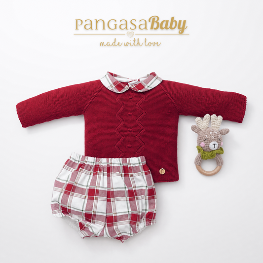 Pangasa Baby Boys Cherry Red Knitted Jumper & Jam Pant Set  ~ AW26 Preorder