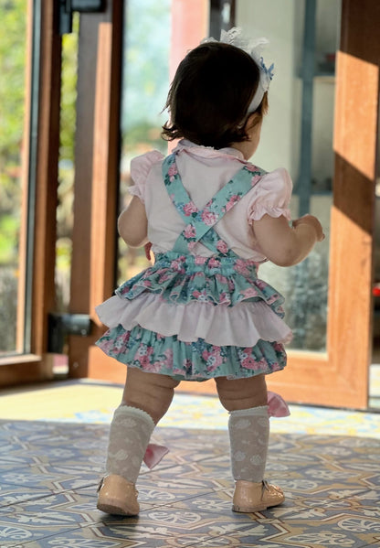 Sonata Pink Blouse & Skort Romper Set - (Made To Order)
