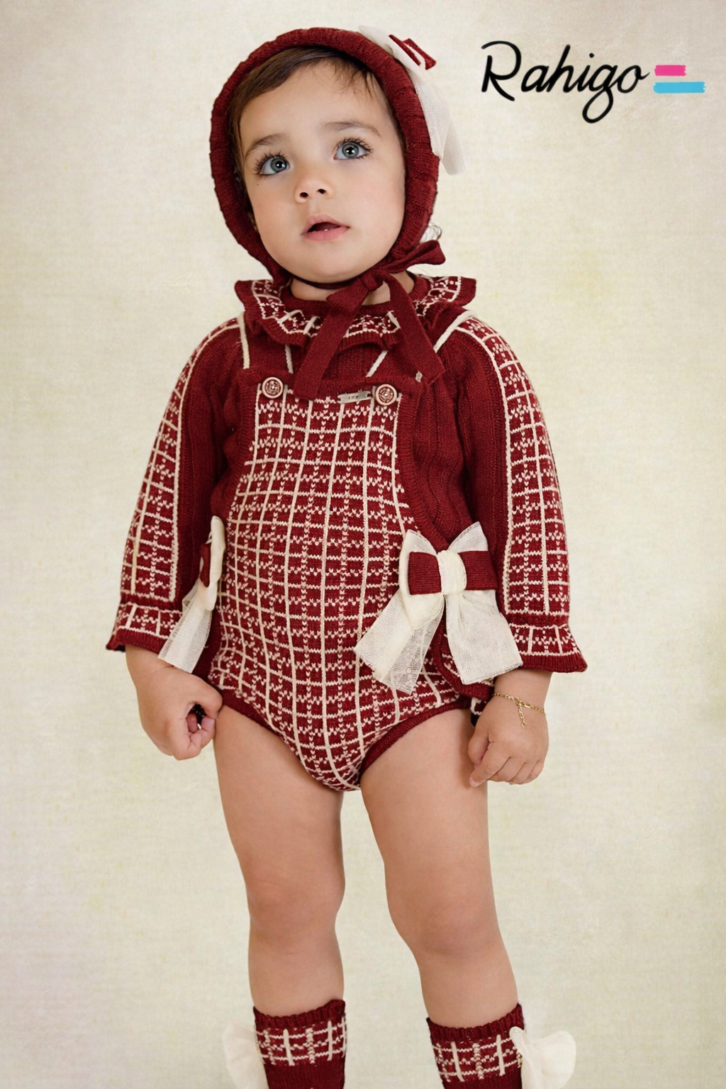 Rahigo Baby Girls Burgandy & Cream Romper & Jumper Set - AW26 (Preorder)